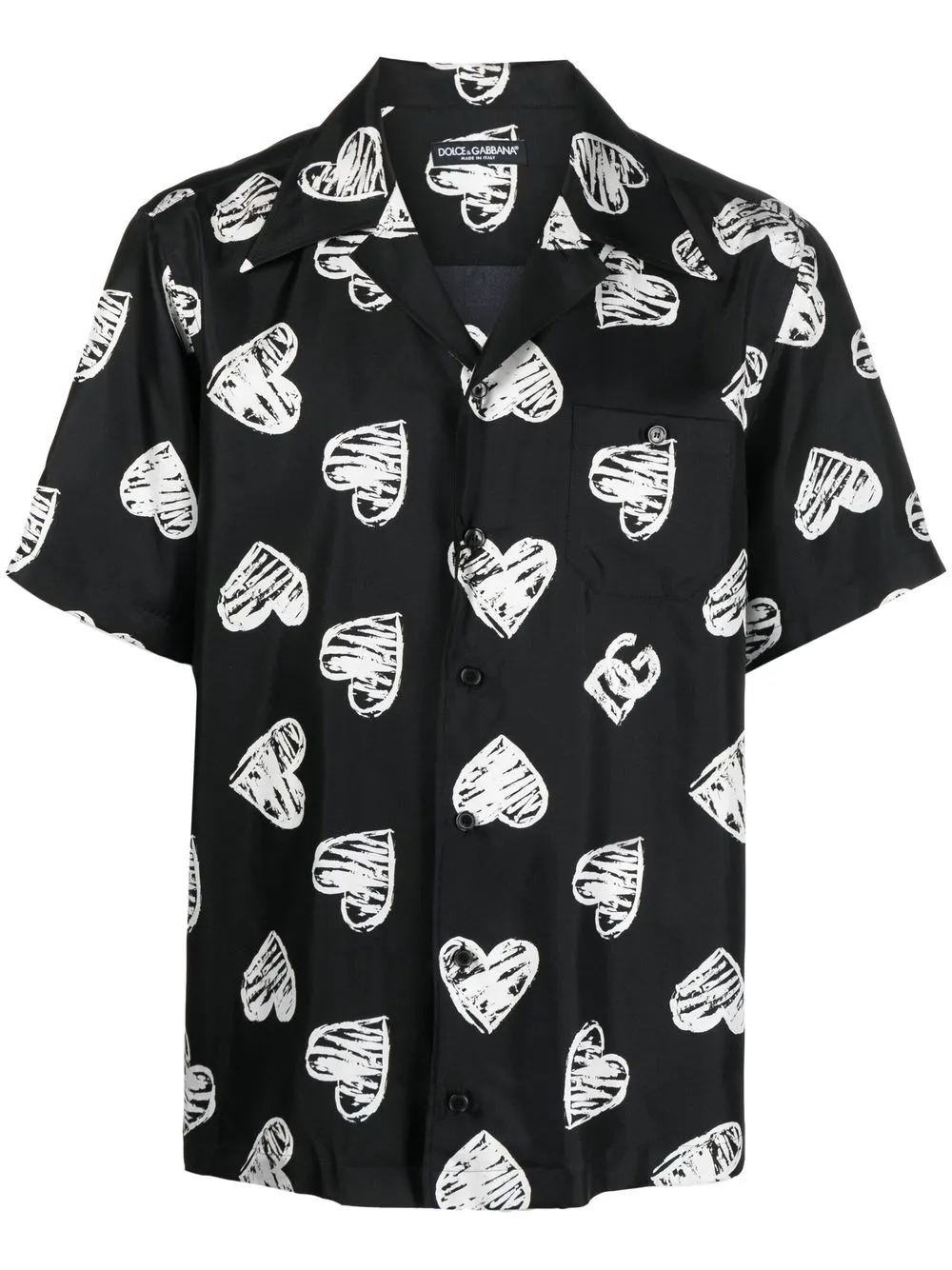 

Dolce & Gabbana camisa con estampado de corazón - Negro