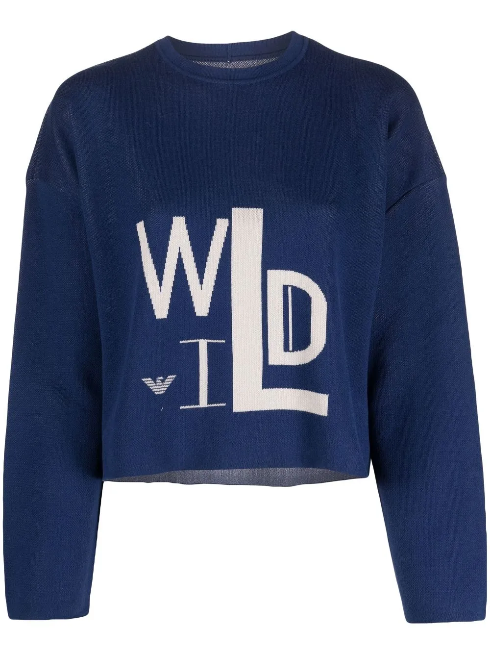 

Emporio Armani logo-print fine-knit jumper - Blue