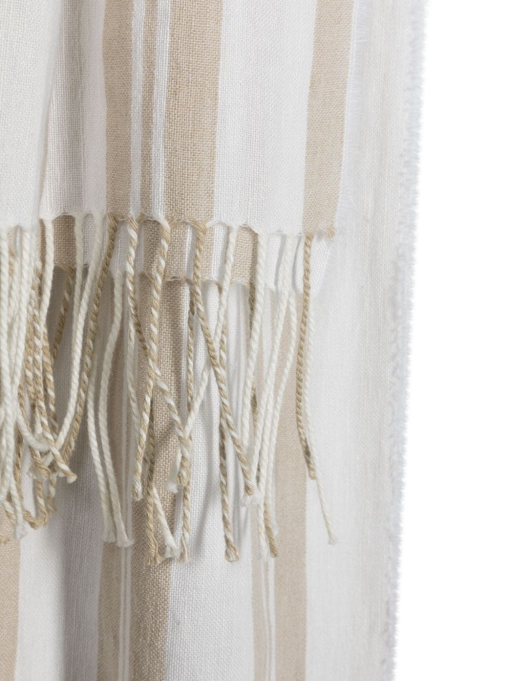 Shop Totême Stripe-pattern Fringed Scarf In White