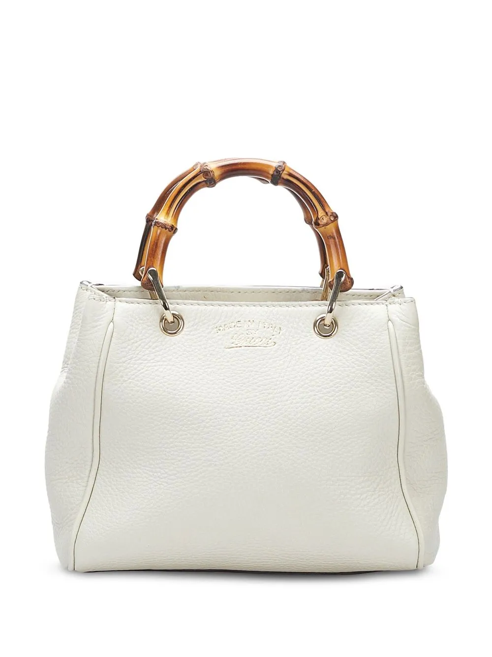 

Gucci Pre-Owned Bamboo logo lettering handbag - White