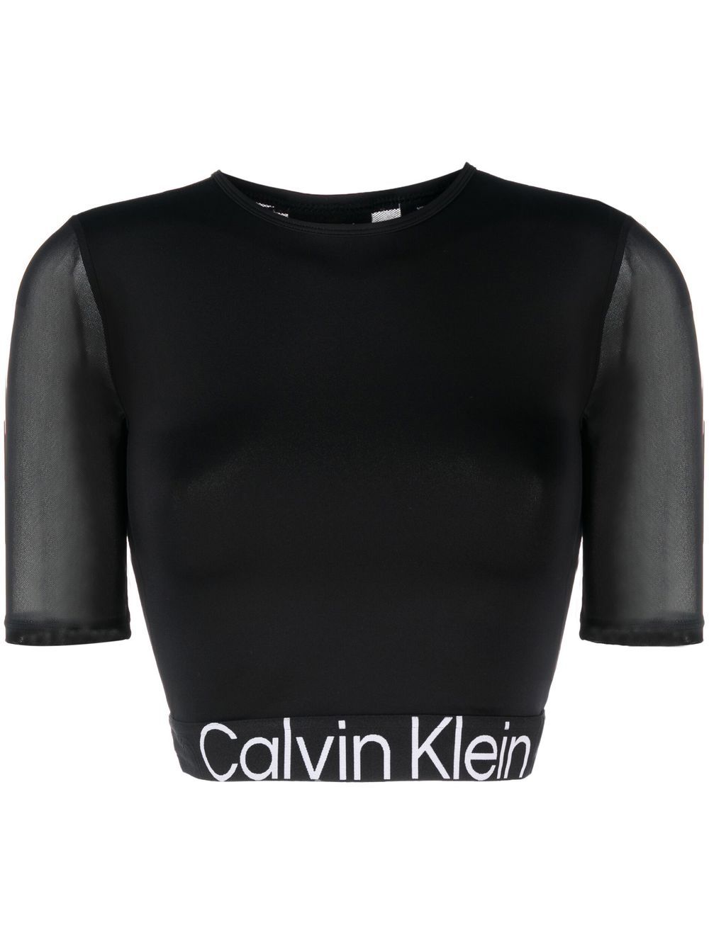 

Calvin Klein logo-waistband cropped performance T-shirt - Black