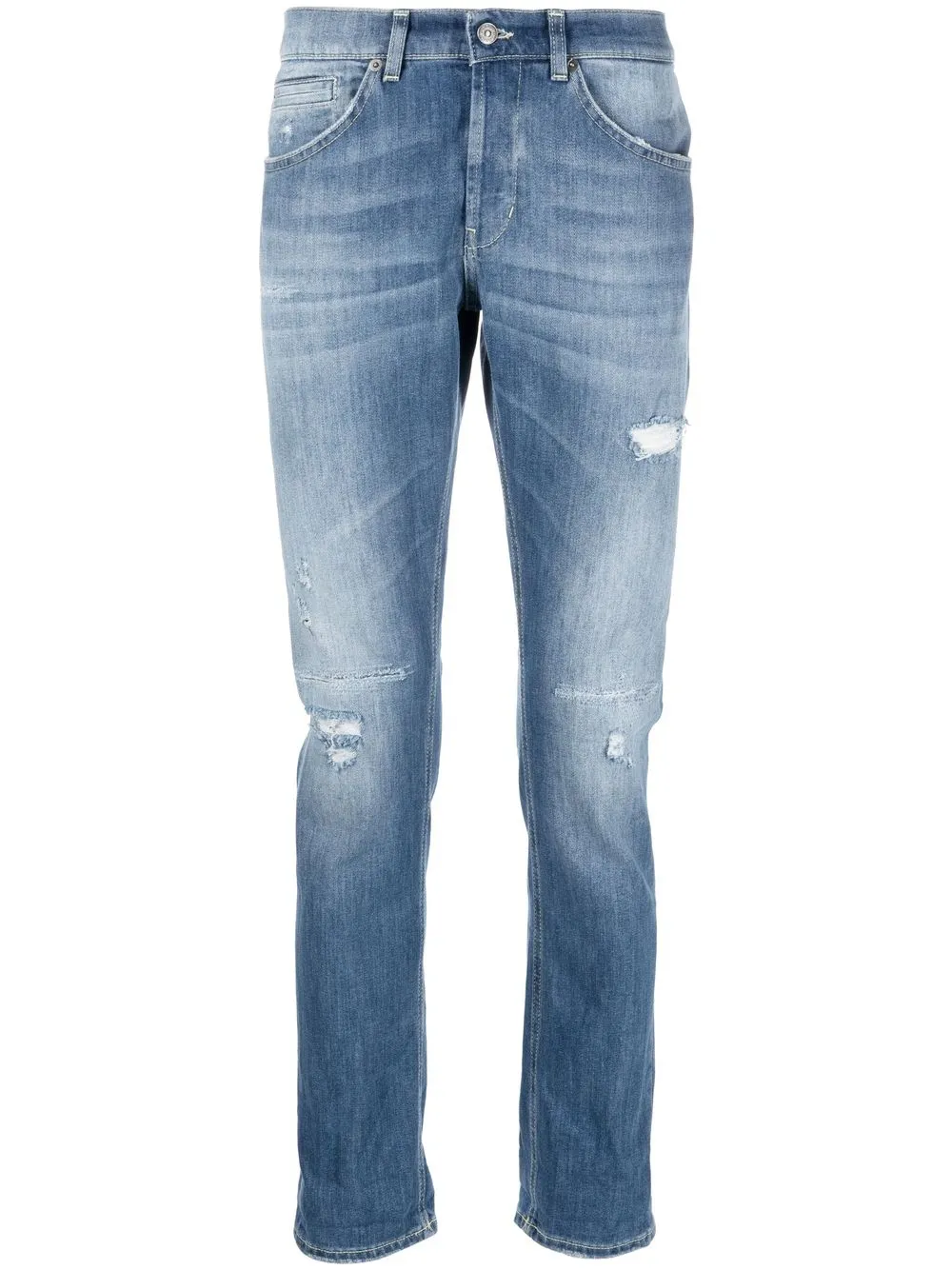 

DONDUP ripped-detail straight-leg jeans - Blue