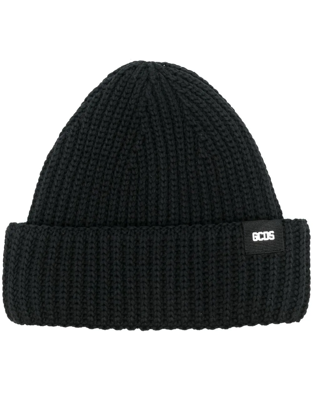 

Gcds logo-patch ribbed knit beanie - Black