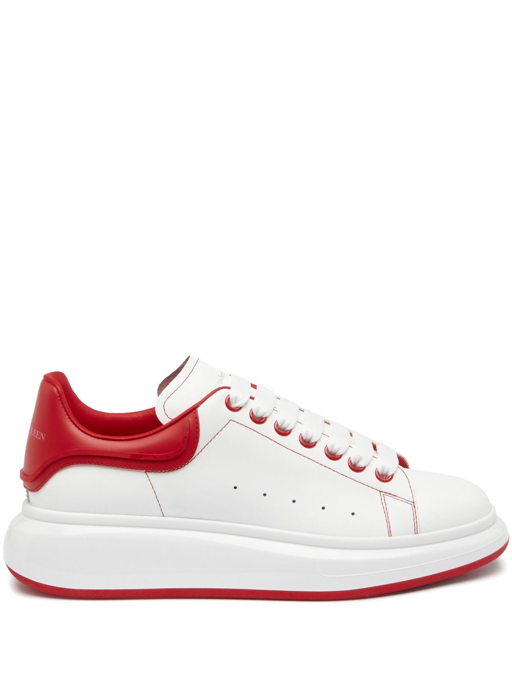 Alexander Mcqueen 50mm Chunky Lace-up Leather Sneakers In Weiss