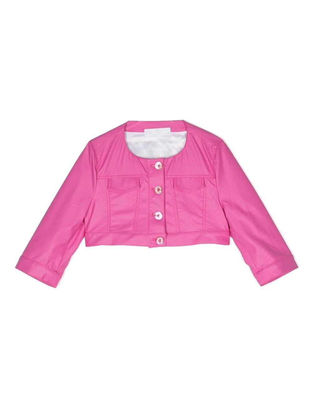 Colorichiari Kids' Cropped Scoop-neck Jacket In Pink