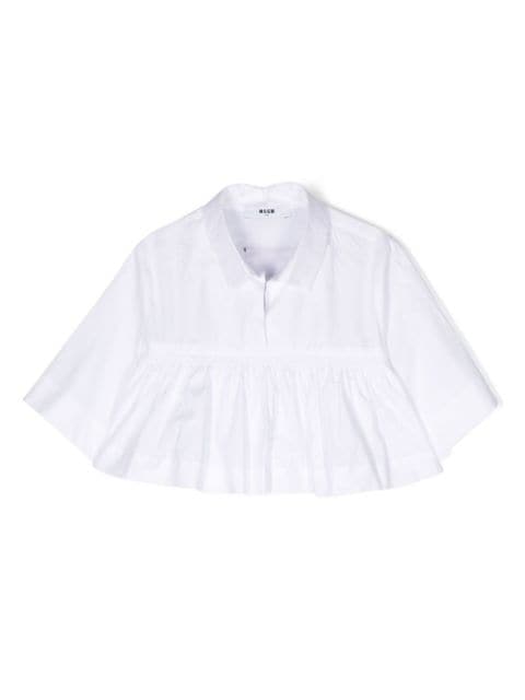 MSGM Kids ruffled-trim cotton shirt