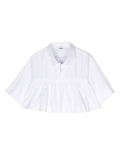 MSGM Kids camisa con ribete de volantes y cuello
