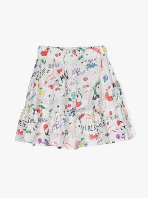 MSGM Kids falda con estampado gráfico y volantes