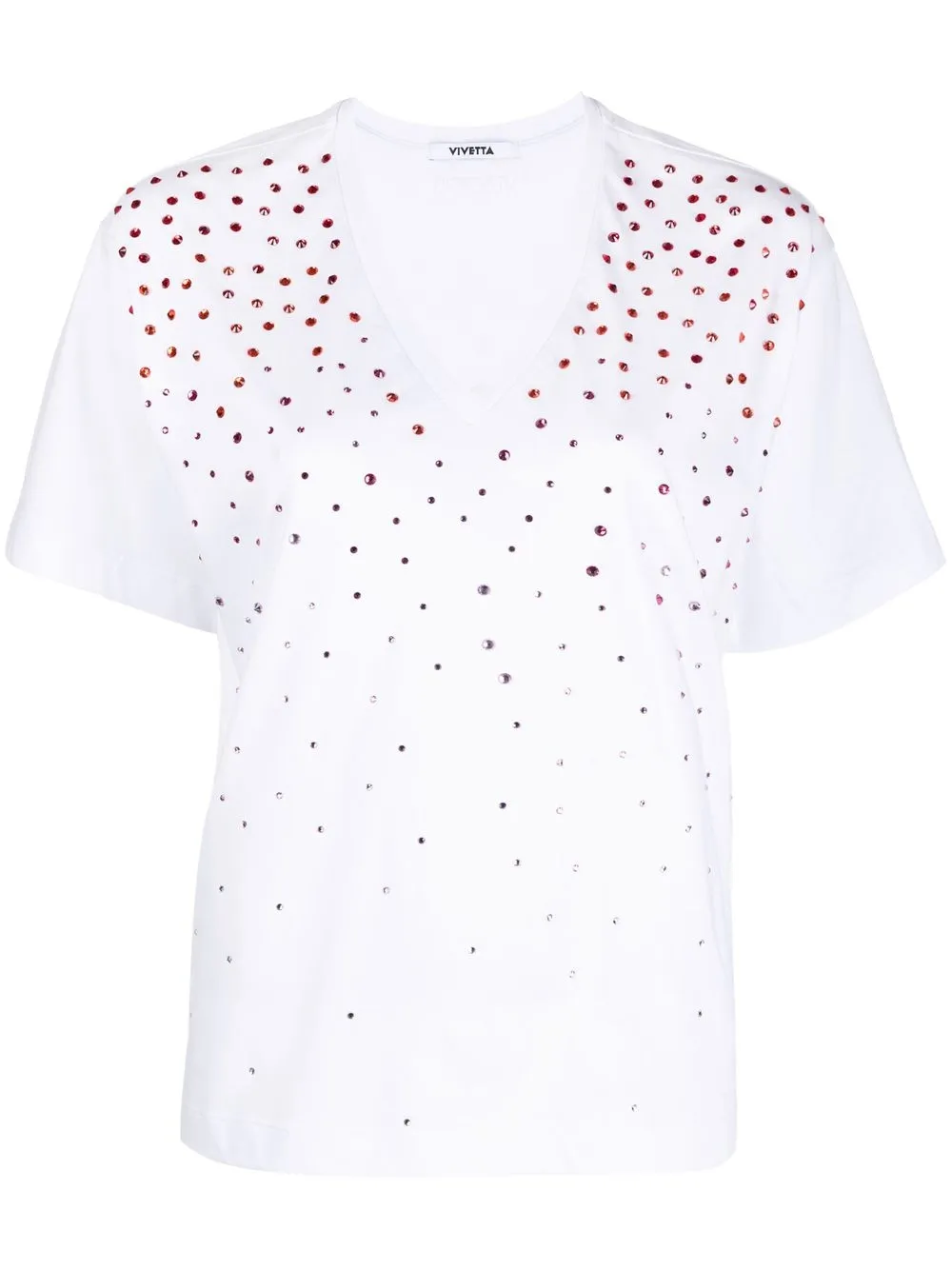 

Vivetta crystal-embellishment V-neck T-shirt - White