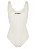 Jil Sander scoop-back logo-print one-piece - Neutrals