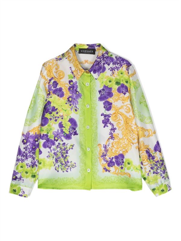 Versace Floral-Print Silk Shirt