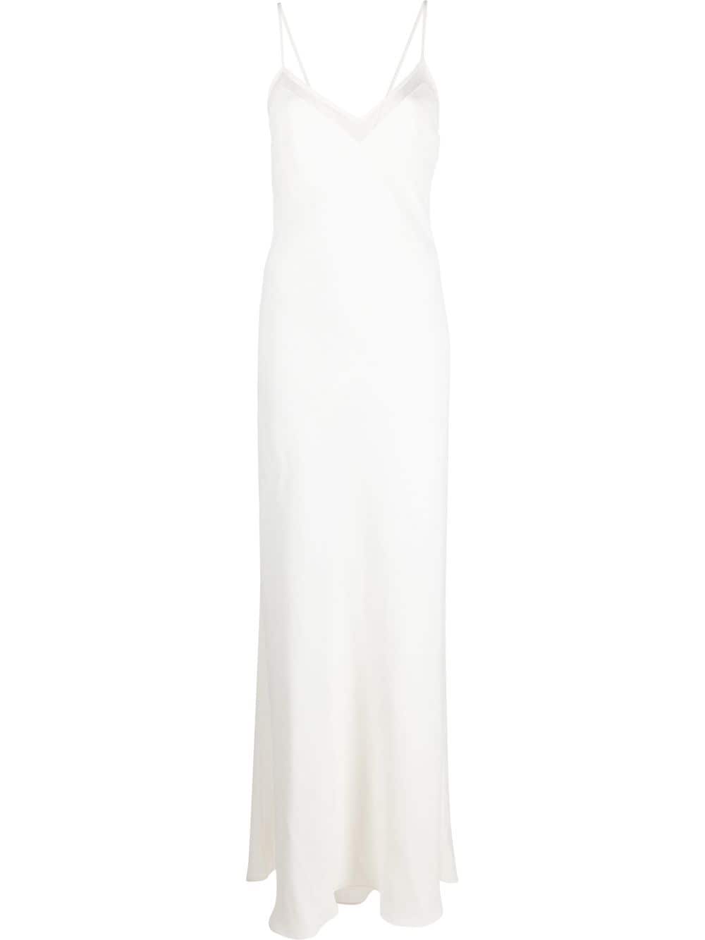 Brunello Cucinelli Organza-trimmed Twill Maxi Slip Dress In White