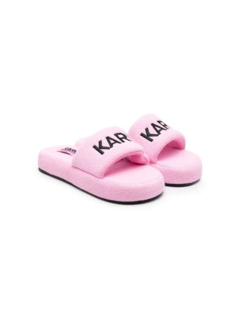 Karl Lagerfeld Kids embroidered terry-cloth slippers