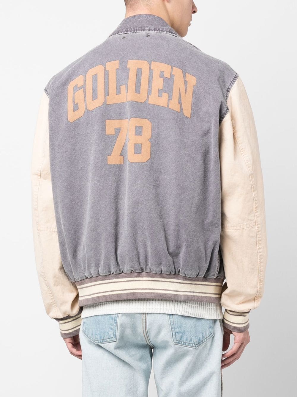 Shop Golden Goose Logo-print Bomber Jacket In Grau