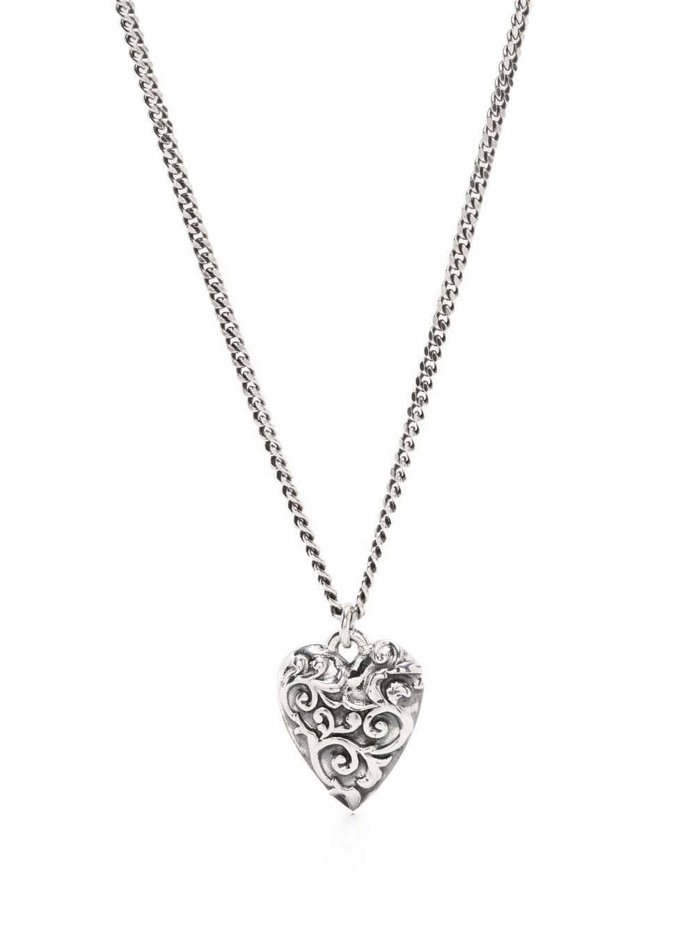 Emanuele Bicocchi Arabesque Heart Pendant Necklace In Silver
