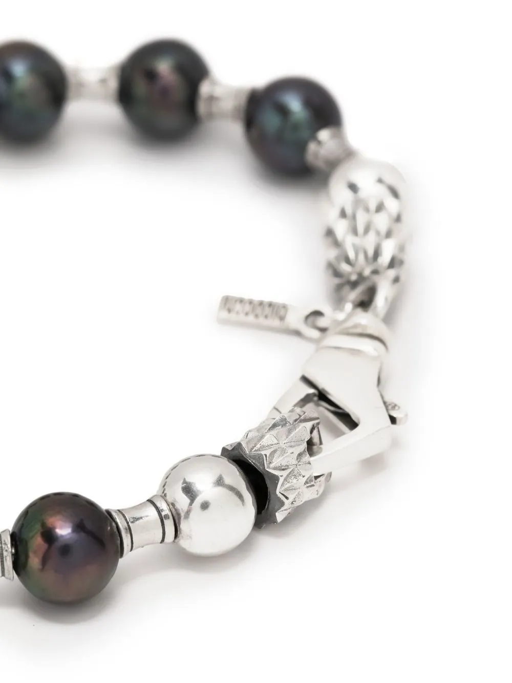 Shop Emanuele Bicocchi Black Pearl Silver Bracelet