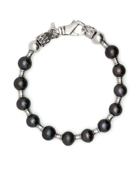 Emanuele Bicocchi pulsera en plata de ley con perlas negra