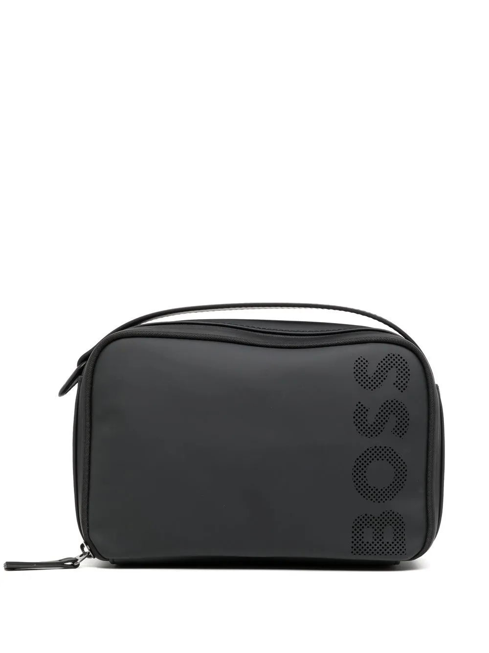 

BOSS perforated-logo wash bag - Black