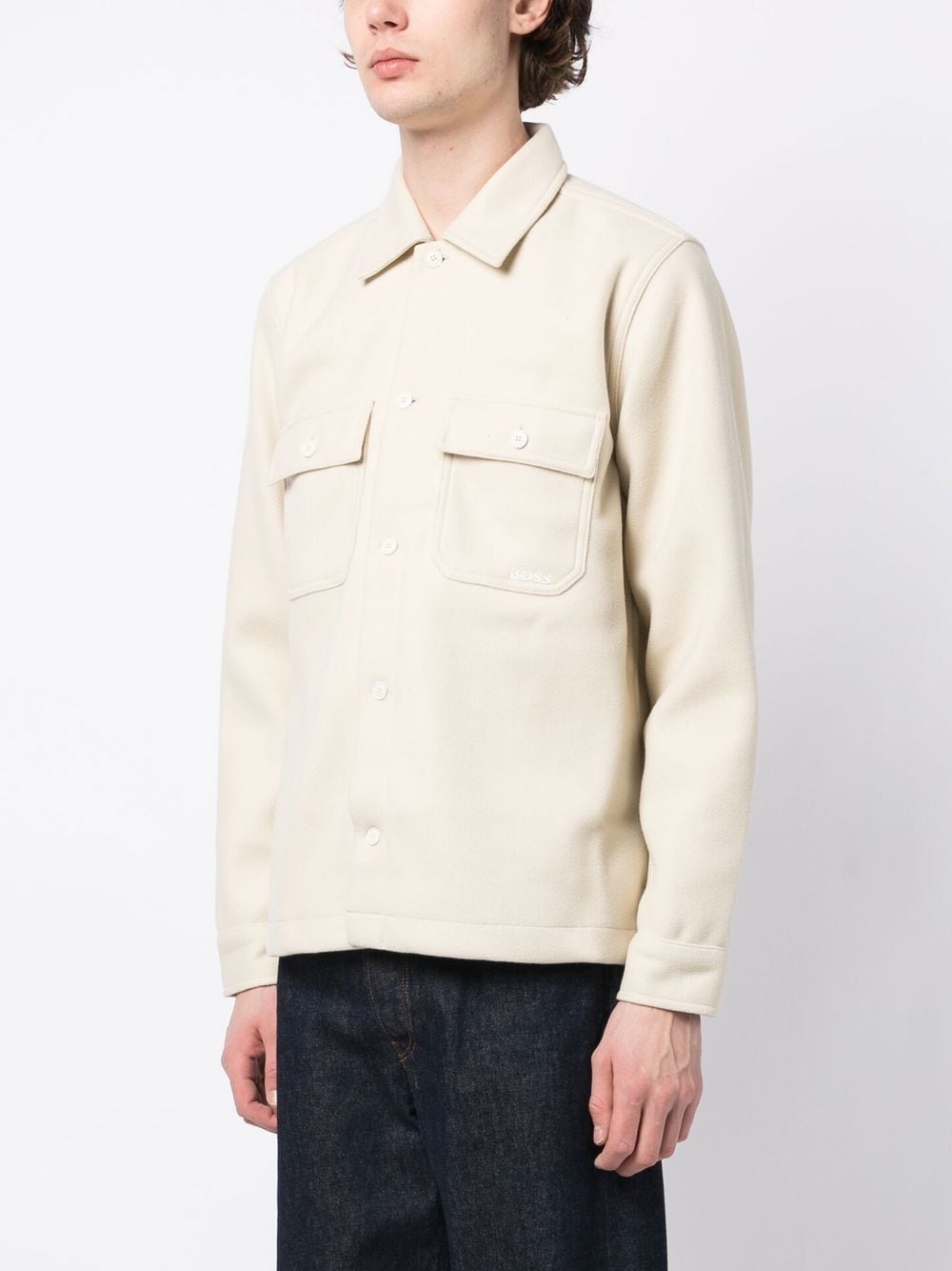 BOSS logo-embroidered Shirt Jacket - Farfetch