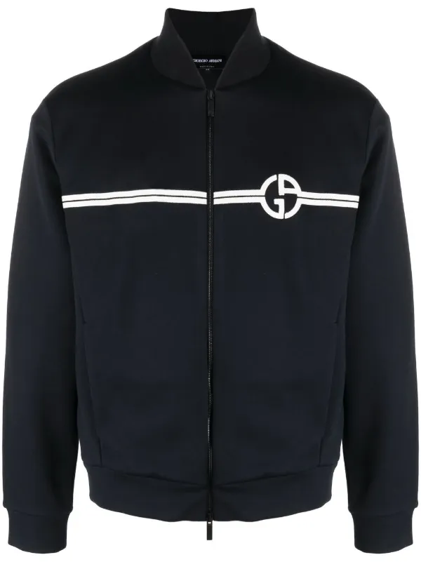 Giorgio Armani logo embroidery zip up Sweatshirt Farfetch