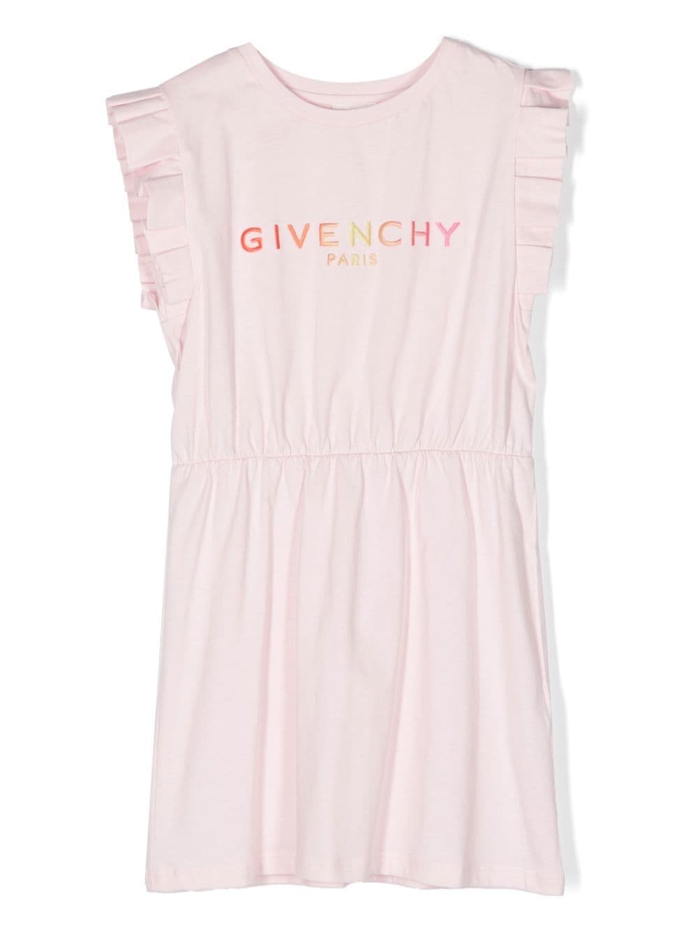 Shop Givenchy Embroidered-logo Sleeveless Dress In 粉色