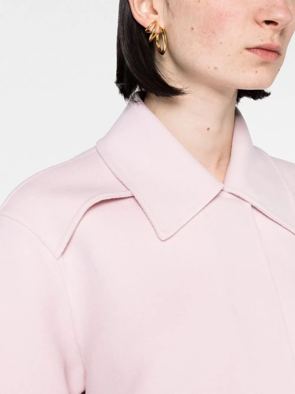 Jil Sander Collared Wool Jacket In Rosa