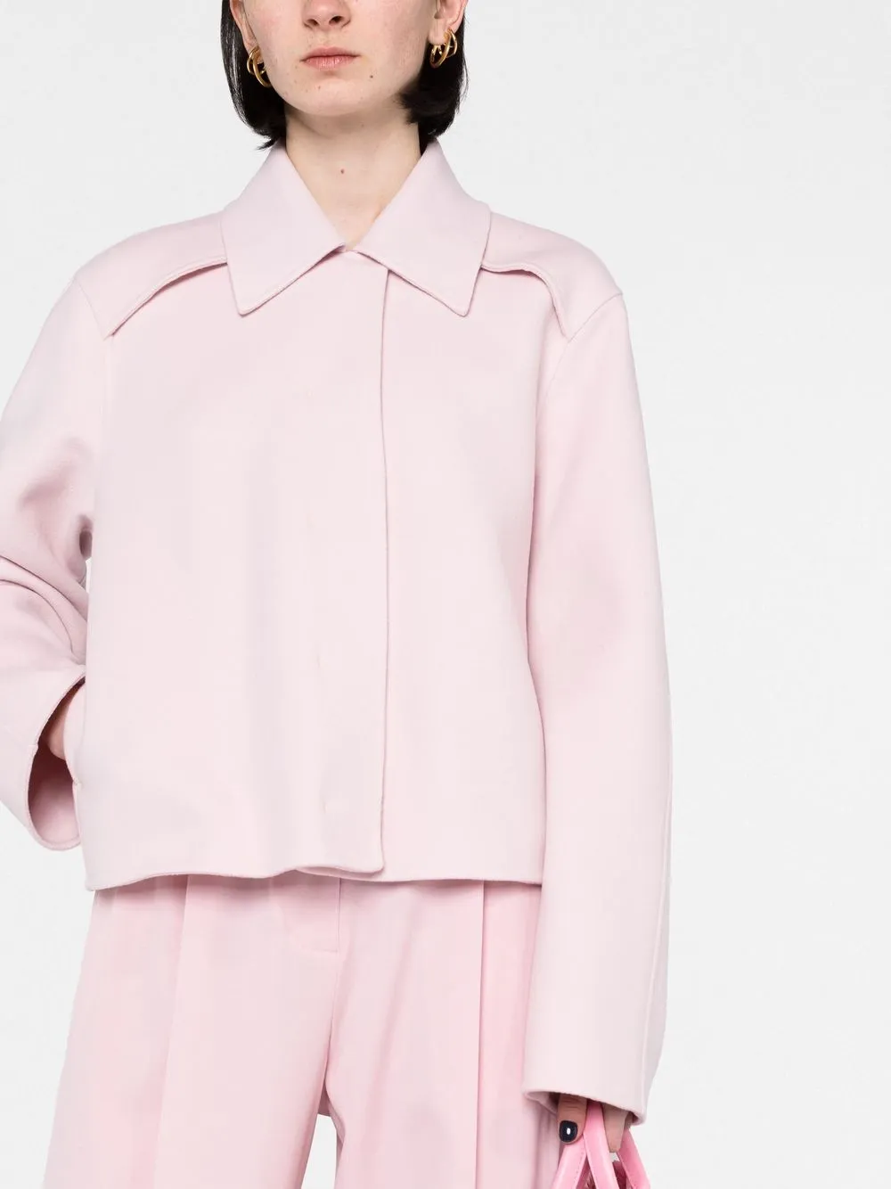 Jil Sander Collared Wool Jacket In Rosa
