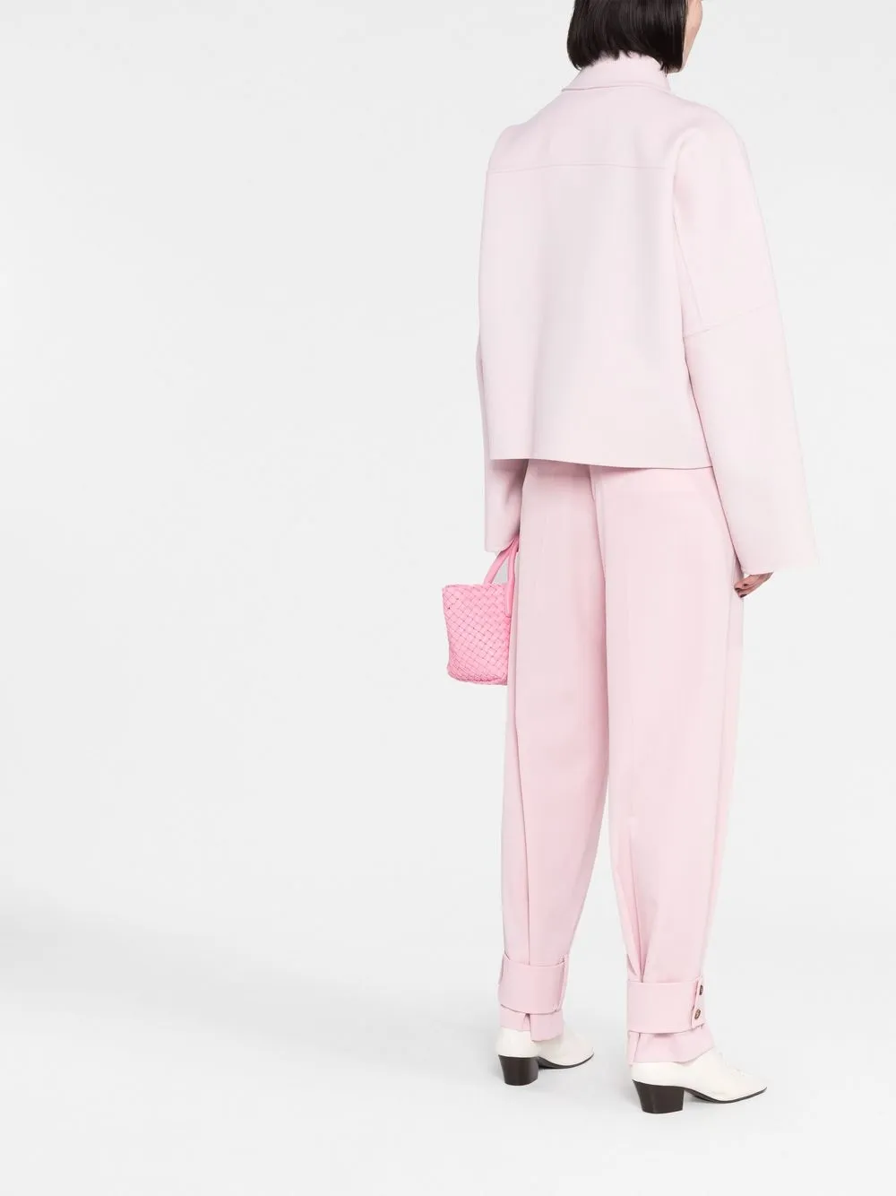 Jil Sander Collared Wool Jacket In Rosa