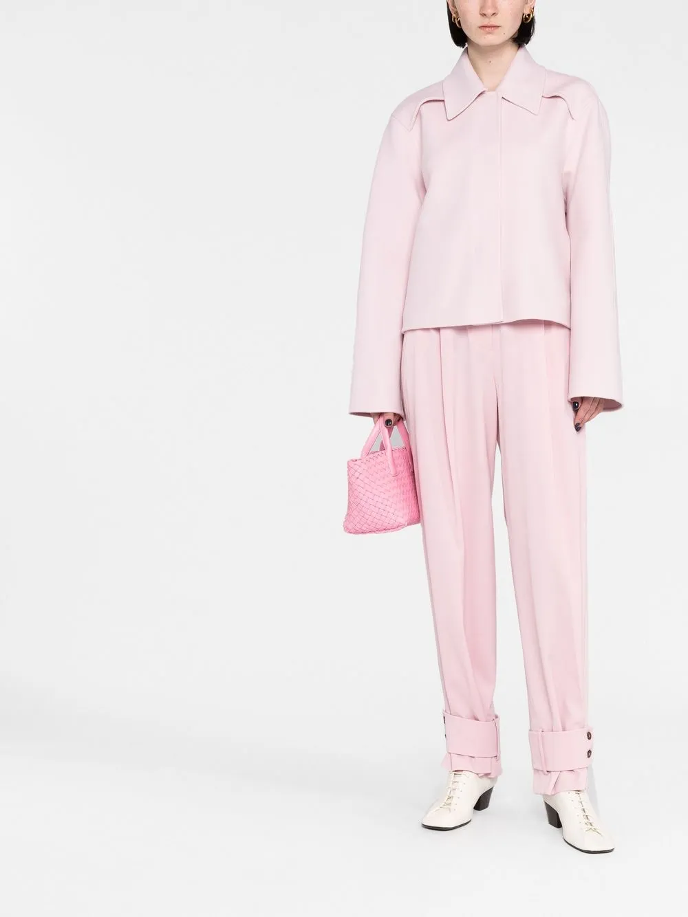 Jil Sander Collared Wool Jacket In Rosa