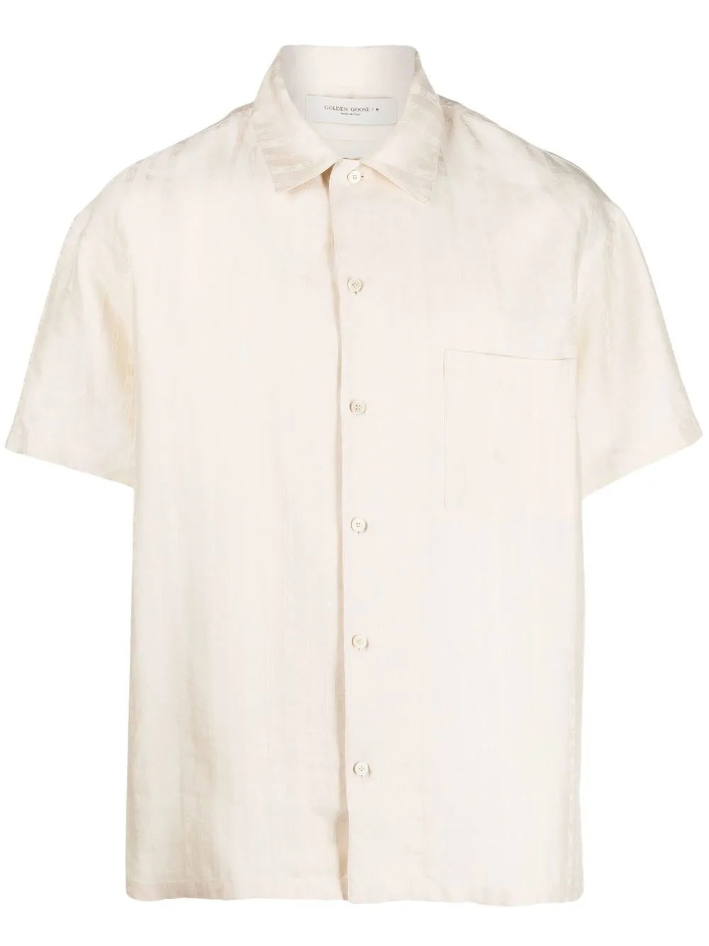 

Golden Goose logo-print seersucker short-sleeved shirt - Neutrals