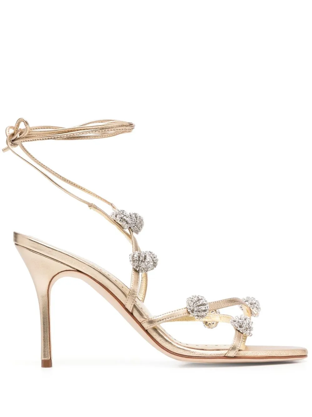 Manolo Blahnik Elsaka crystal-embellished strappy sandals Gold