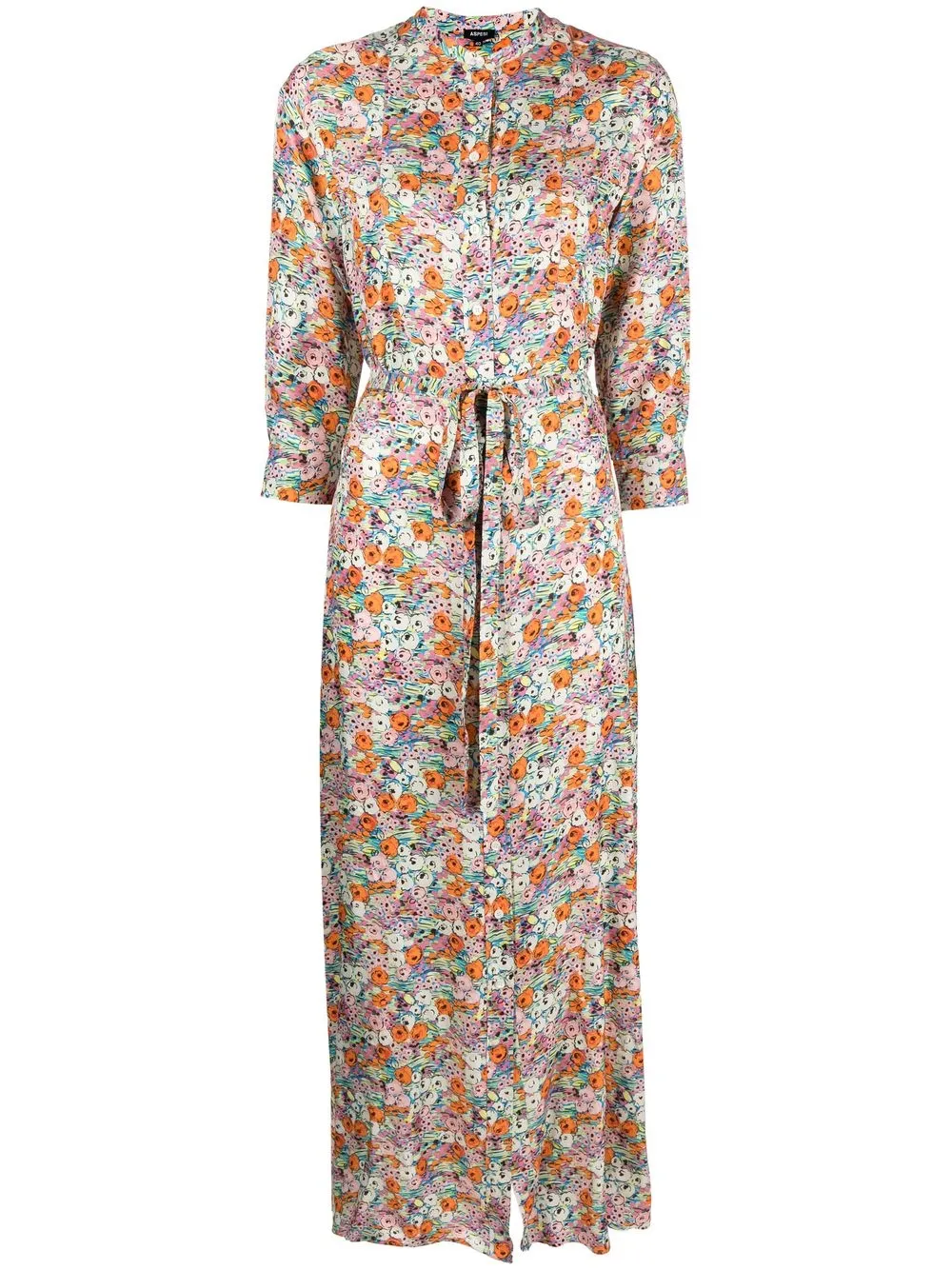 Aspesi Floral-print Shirt Dress In Pink