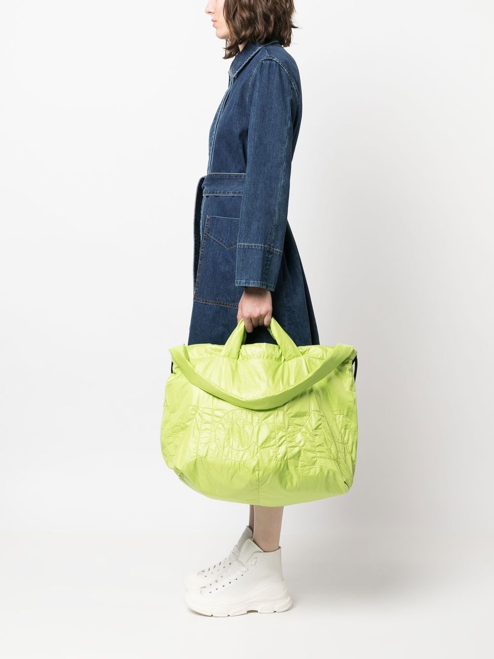 Vic Matie Shopper met geborduurd logo - Groen