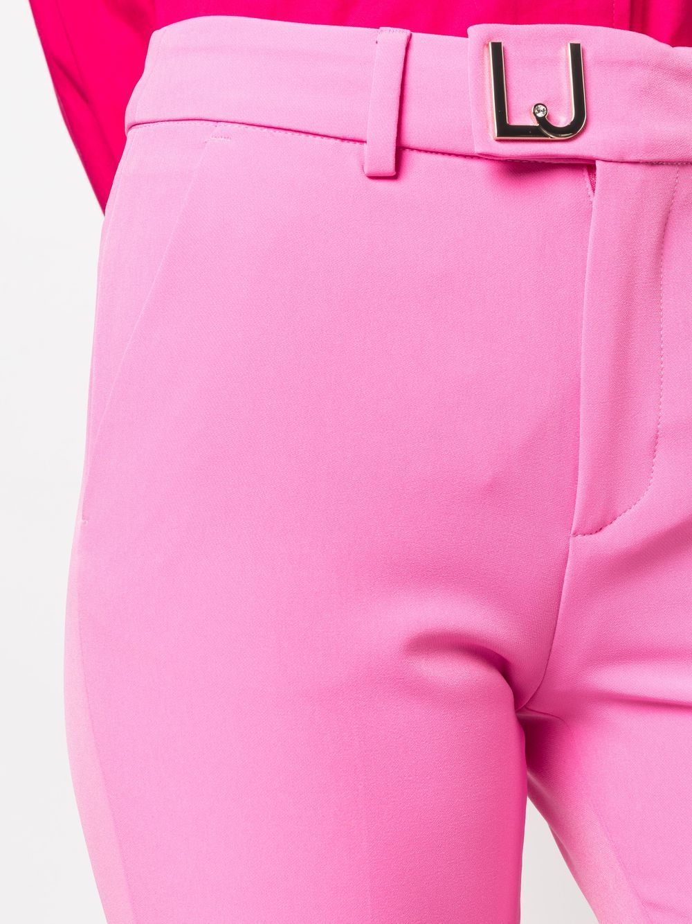 Shop Liu •jo Logo-plaque Flared Trousers In Rosa