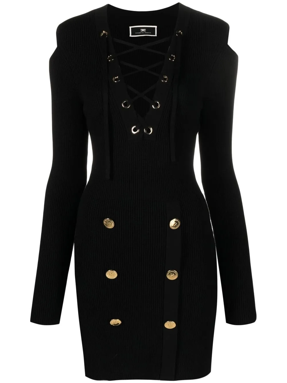 

Elisabetta Franchi criss-cross long-sleeve minidress - Black