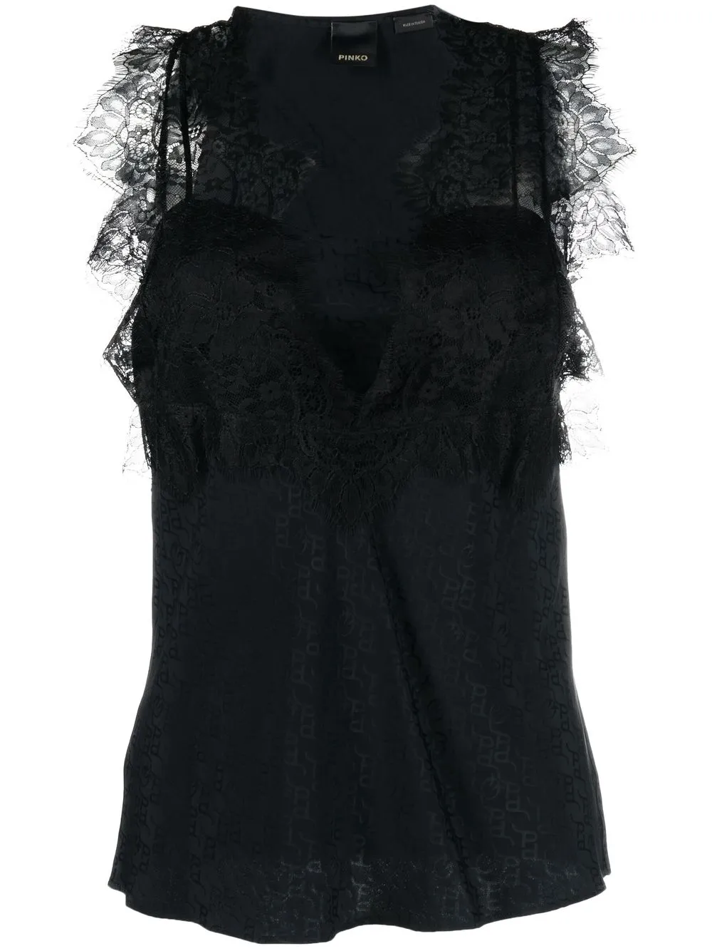 

PINKO lace detail tank top - Black