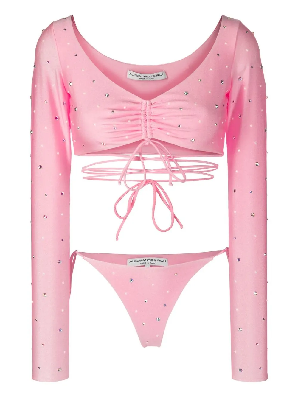 

Alessandra Rich crystal-embellished long-sleeved bikini - Pink