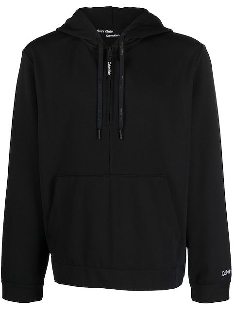 Calvin Klein embroidered-logo zip-up hoodie