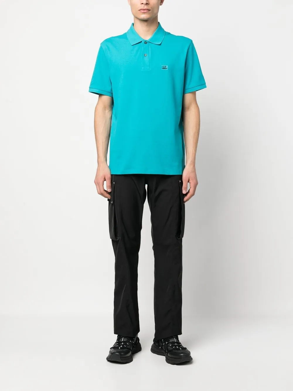 C.P. Company Poloshirt met geborduurd logo - Blauw