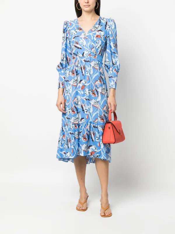 DVF Diane Von Furstenberg floral-print midi-dress | Blue | FARFETCH