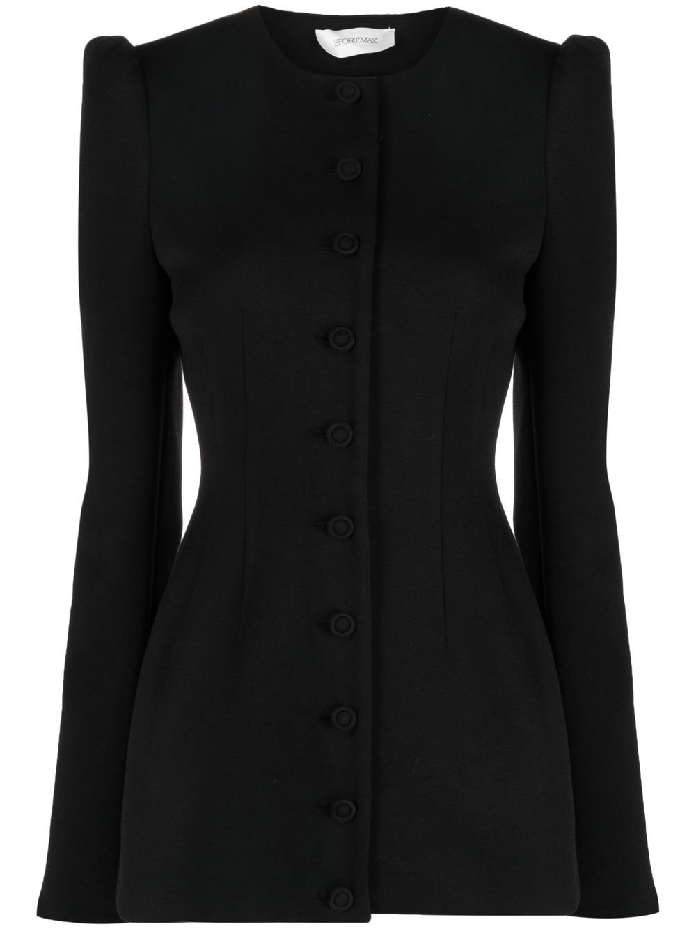 max-mara-puff-shoulder-single-breasted-blazer-in-black-modesens