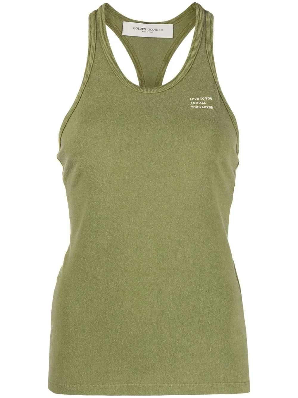 Golden Goose Elide Slogan-print Tank Top In Green