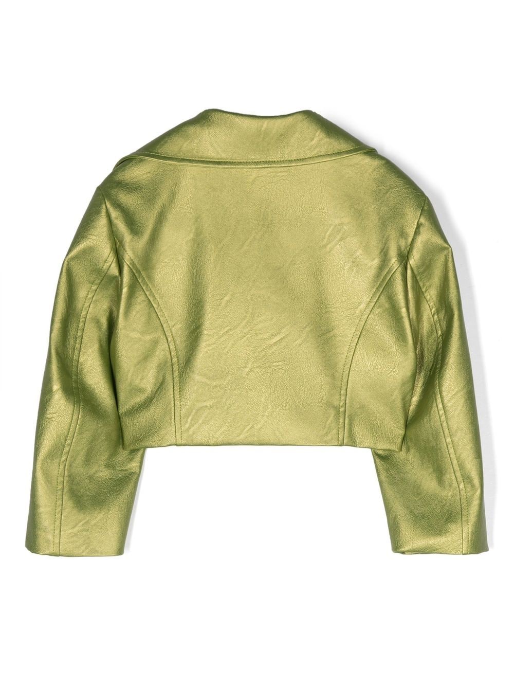 Shop Colorichiari Cropped Metallic-finish Jacket In Green
