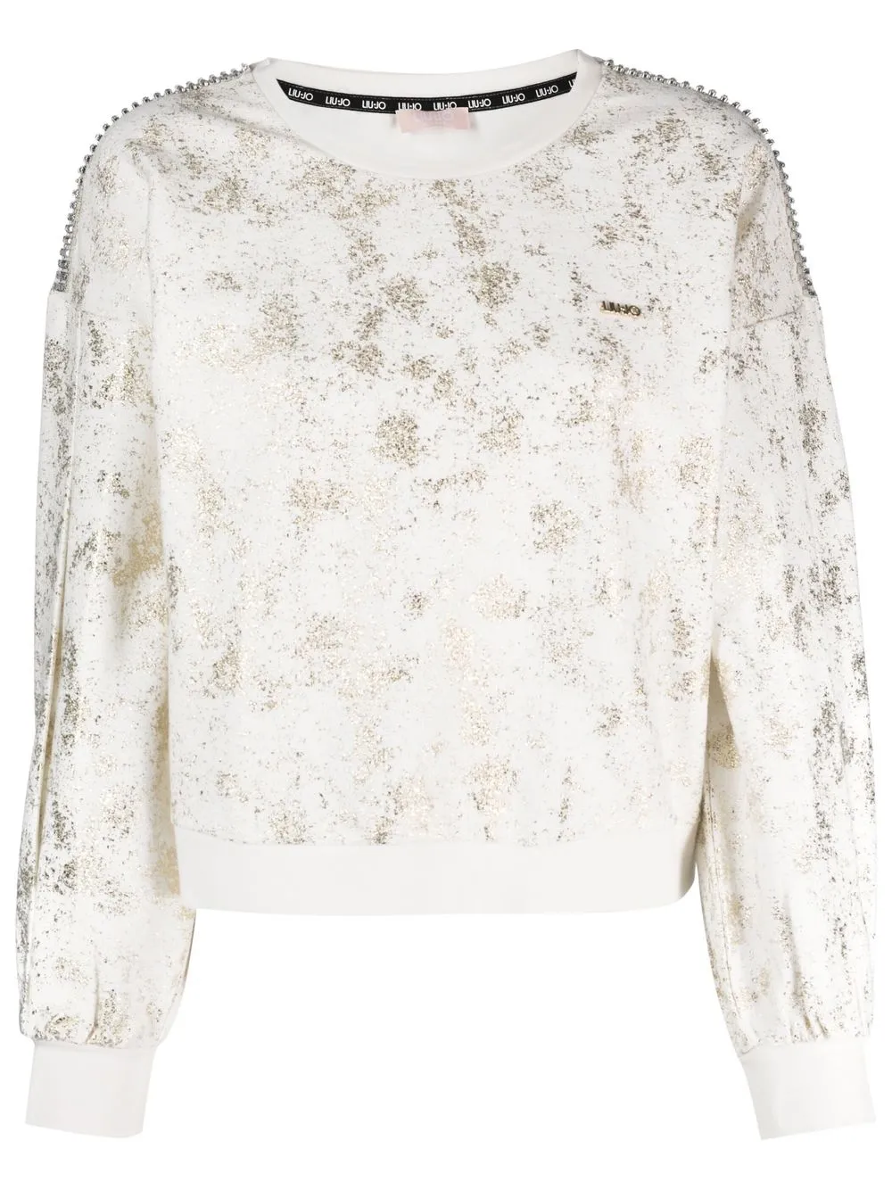 

LIU JO gold-tone logo plaque sweatshirt - White