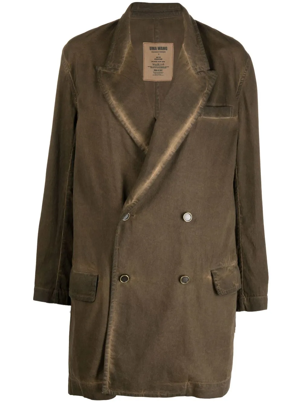 

Uma Wang bleached-effect double-breasted coat - Green