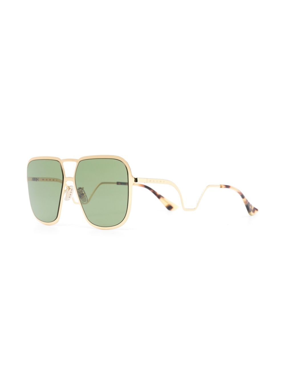 Shop Marni Eyewear Tinted-lenses Pilot-frame Sunglasses In Gold