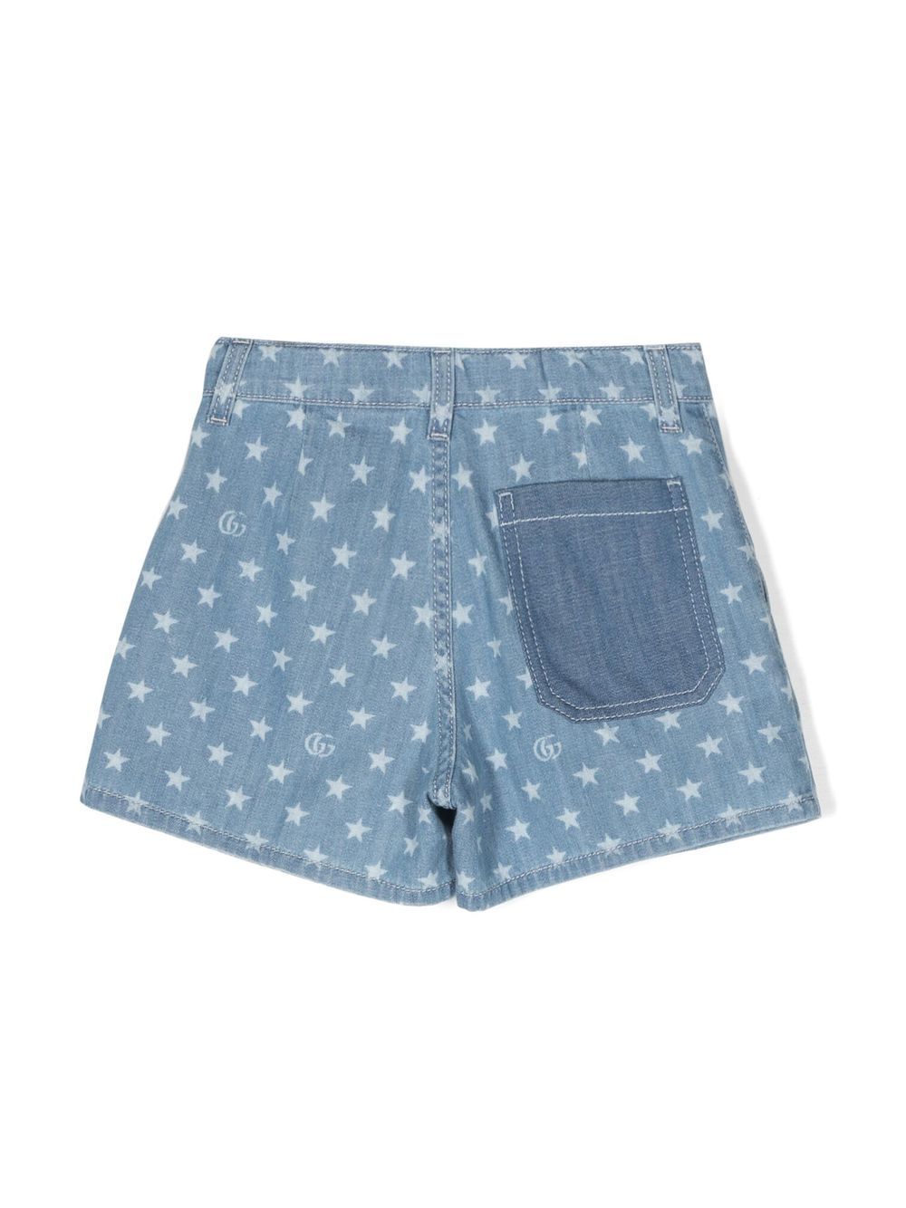 Shop Gucci Star-print Denim Shorts In Blue