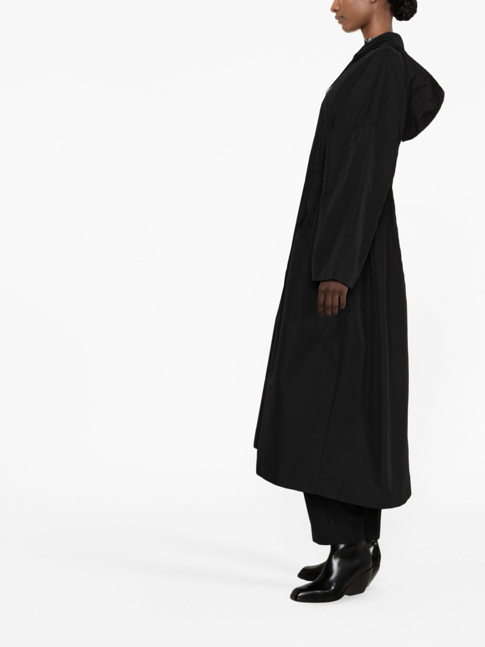 Shop Totême Single-breasted Hooded Coat In Black