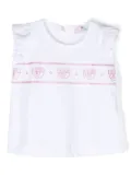 Chiara Ferragni Kids Eyelike-print ruffled T-shirt - White