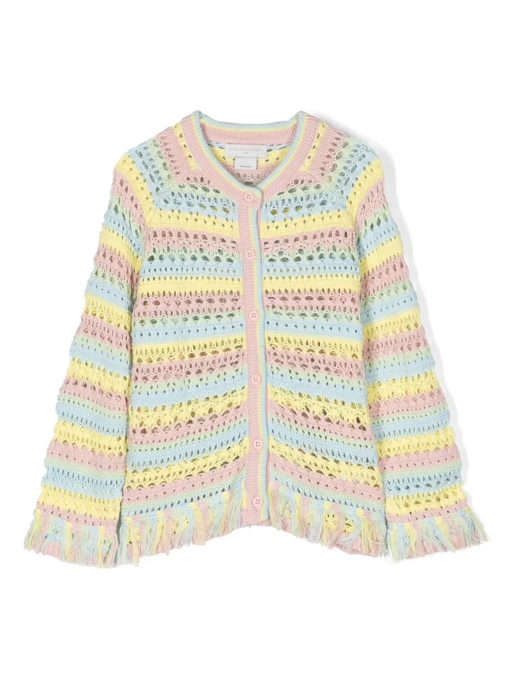 

Stella McCartney Kids fringed color-striped cardigan - Yellow